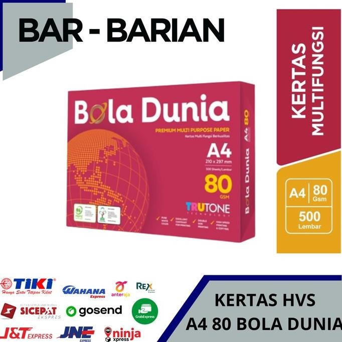 

tyS KERTAS PRINT FOTOCOPY HVS BOLA DUNIA A4 DAN F4 70 GRAM / 80 GRAM