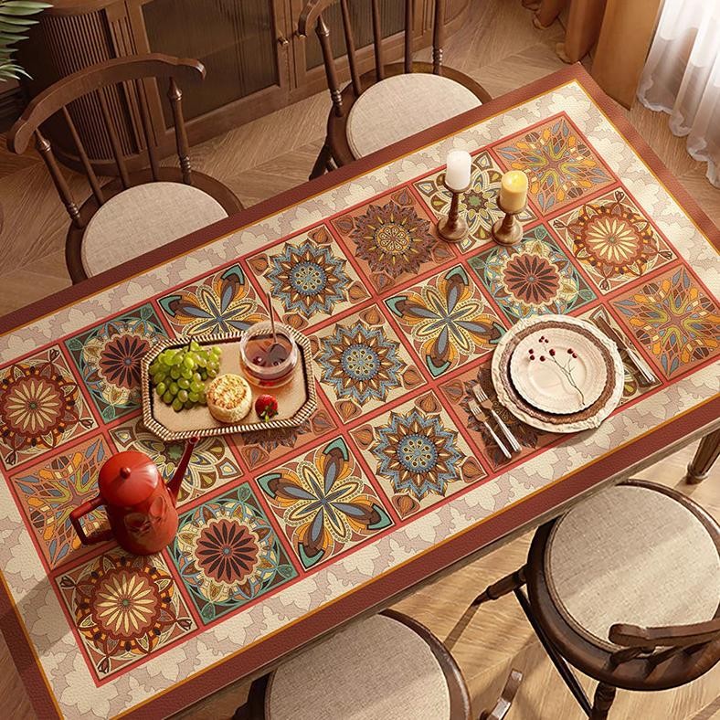 Ad-56 Senlan Memberikan Kesan Misterius Dan Kuat Taplak Meja Kulit Dengan Warna Hitam Yang Elegan/Ta