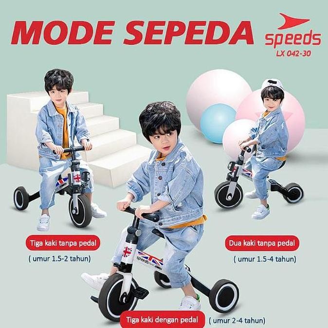 Murah SPEEDS Sepeda Anak Roda 3 Sepeda Mini 2In1 Taxi Balance Bike Push Bike Sepeda Keseimbangan 071