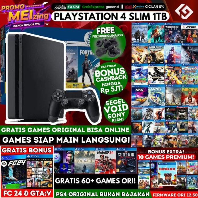 PS4 Slim 1TB Ori dan Bergaransi/Playstation/Bukan PS 4 Fat atau Pro murah
