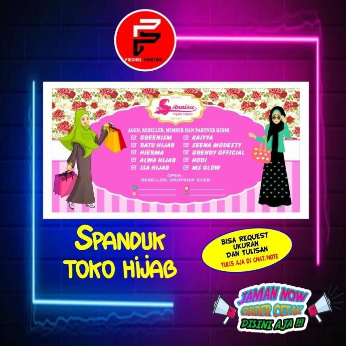 ready  SPANDUK BANNER TOKO ONLINE/ TOKO HIJAB UK. 2 X 1 M murah