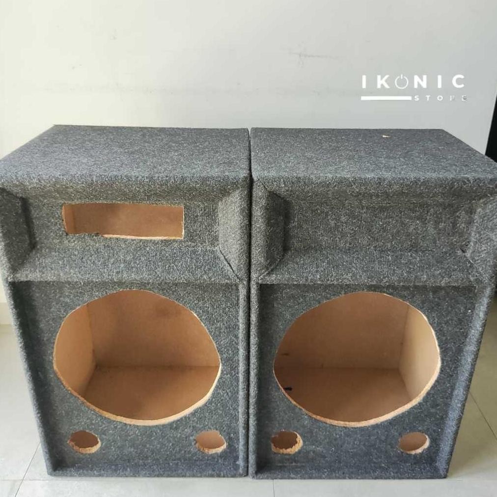 ready  IKONIC Box Speaker Subwoofer Pasif 15 Inch Karpet Hitam Box Speaker Kayu Bediri / Standing De