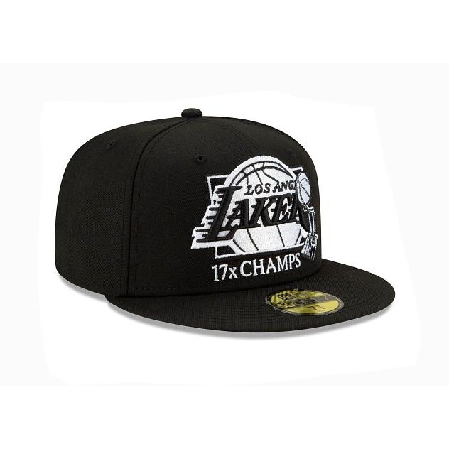 Topi New Era 59Fifty Fitted NBA Los Angeles Lakers 17X Champs Black