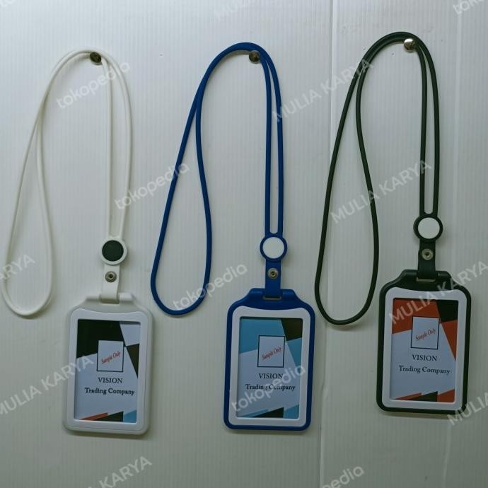 

new !!! Set TALI ID Rubber Plus Card Holder Transparan 2 Side Elegan / pcs murah