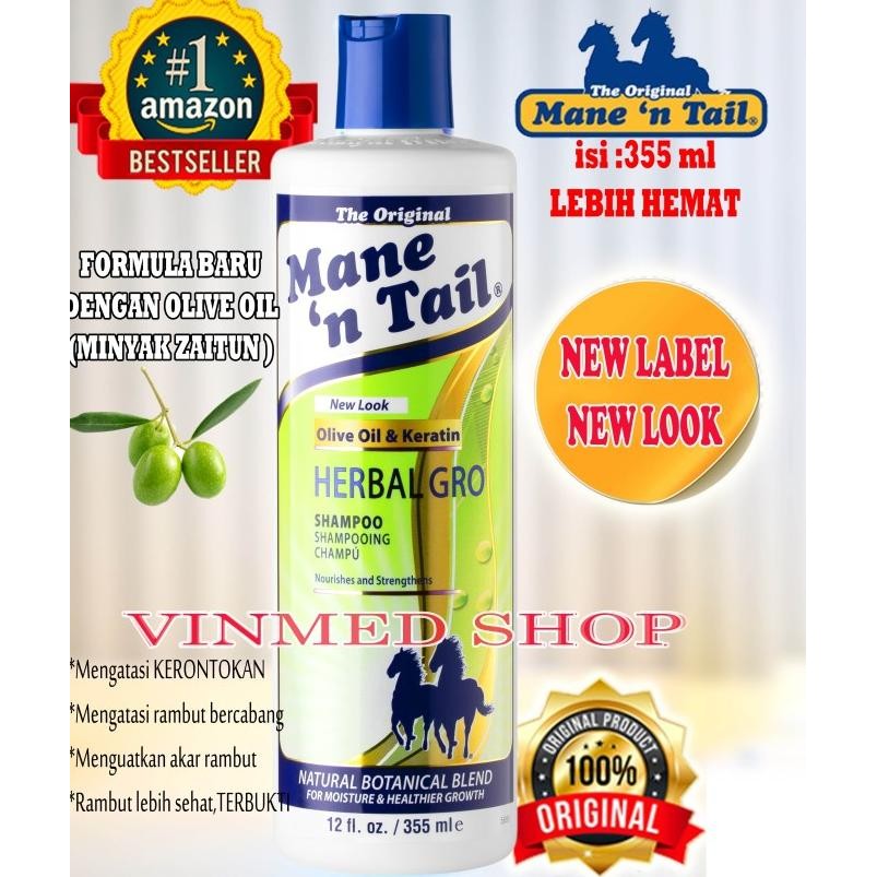BEBAS ONGKIR - SHAMPOO MANE N TAIL- SHAMPO KUDA HERBAL GRO 355ML