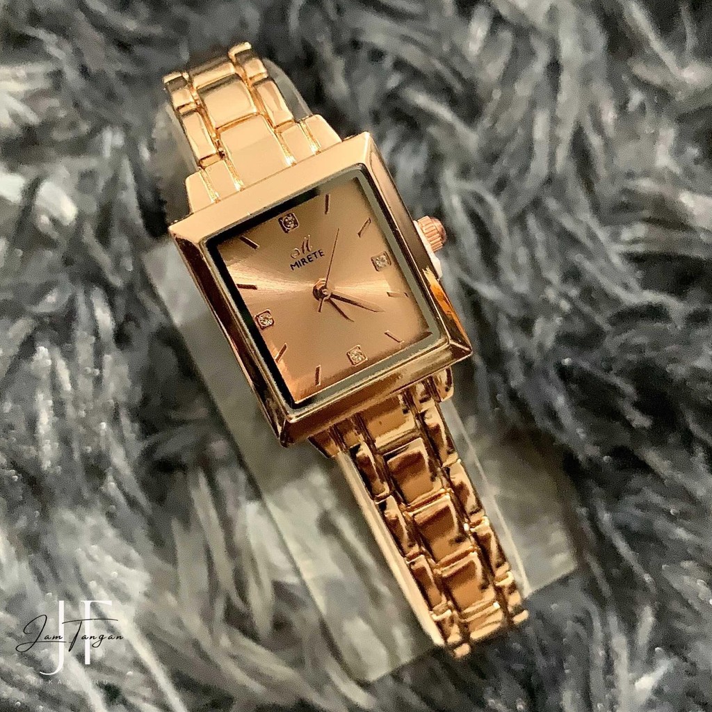 (FREE BATRAI) A59 JAM TANGAN WANITA MIRETE ANALOG KOTAK ORIGINAL FASHION KOREA PERSEGI  MURAH ULZZAN