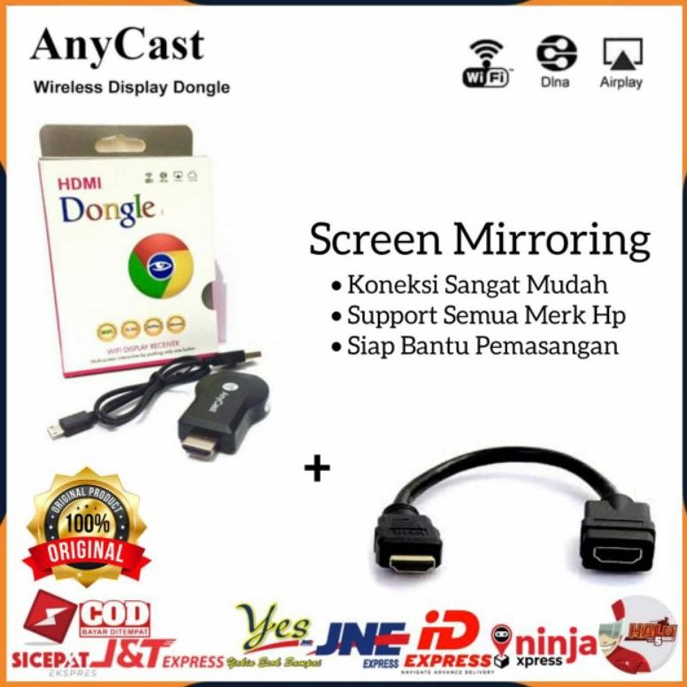 WAGI [COD] WIRELESS ANYCAST DONGLE + KABEL SAMBUNGAN HDTV / ALAT PENGUHUBUNG HP KE TV / ANYCASH DONG