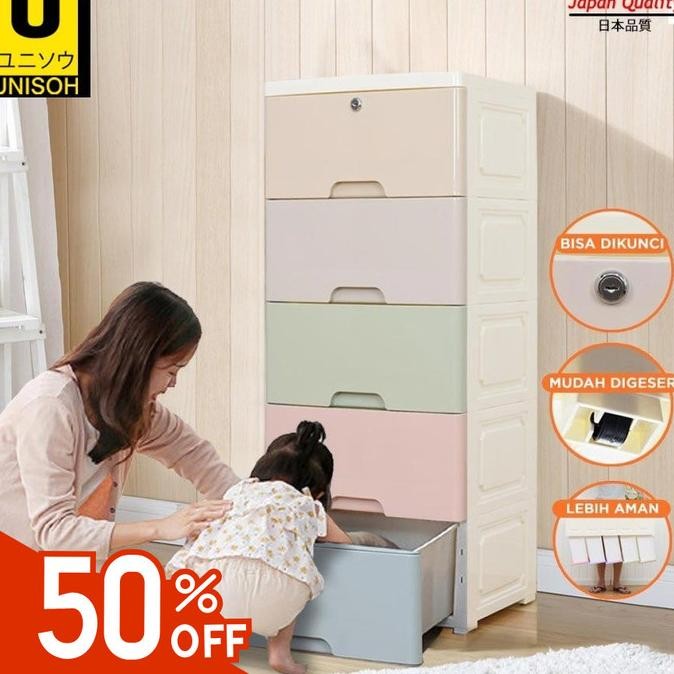 UNISOH Lemari Plastik Pakaian Plastik Laci Susun Drawer Cabinet