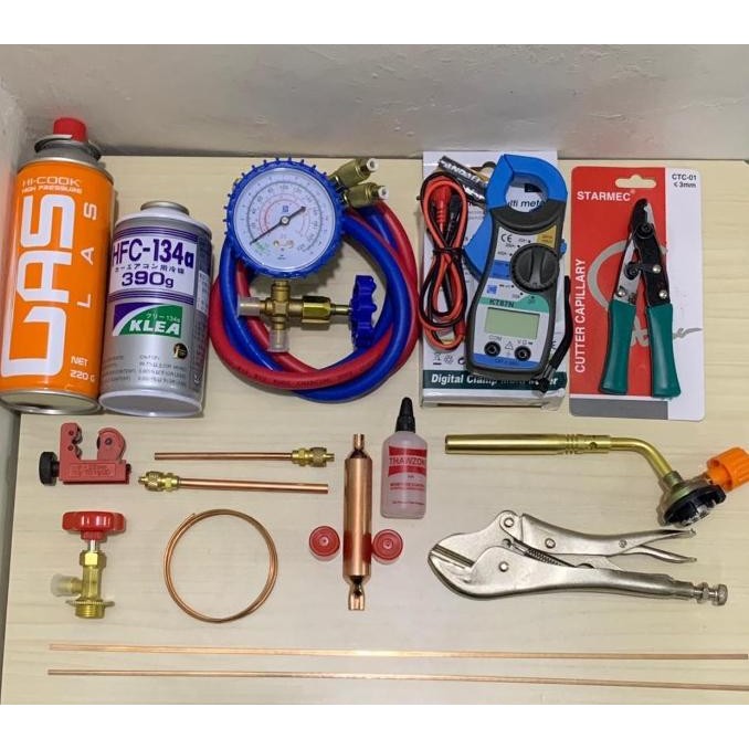 paket isi freon kulkas / showcase dll dengan perlengkapan lain