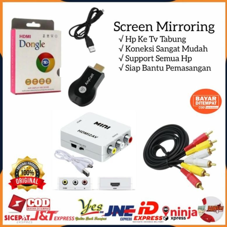 WAGI [COD] PAKET LENGKAP ANYCAST MIRRORING DARI HP KE TV TABUNG / ANYCASH DONGEL MIRACAST WIFI / PEN