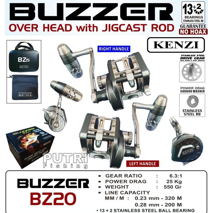 REEL KENZI BUZZER BZ15 BZ20 BZ30 OVERHEAD LEFT RIGHT Handle OH BAITCASTING JIGGING