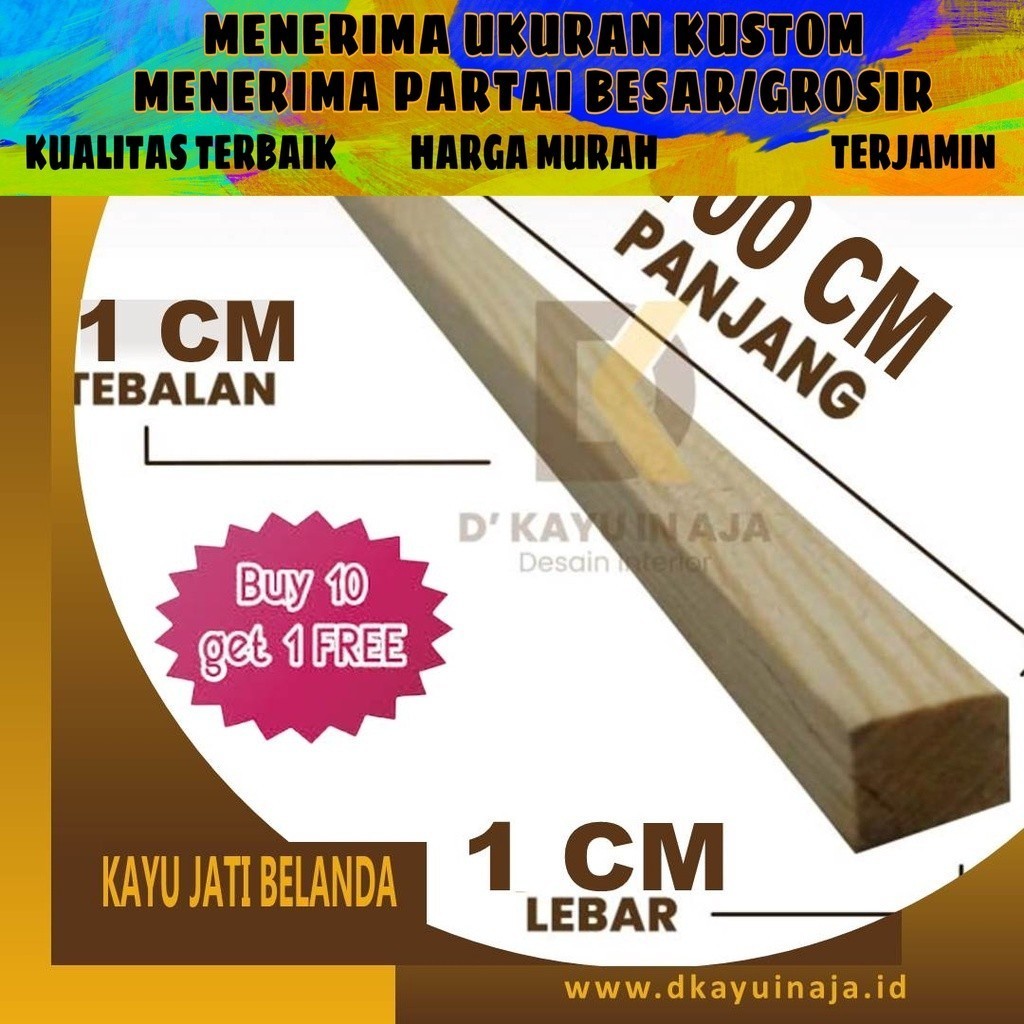 Kayu Jati Belanda Pinus Papan Halus Ukuran 1.5x1.5x100cm 100 120 100cm 120cm bakar Jati Belanda kayu