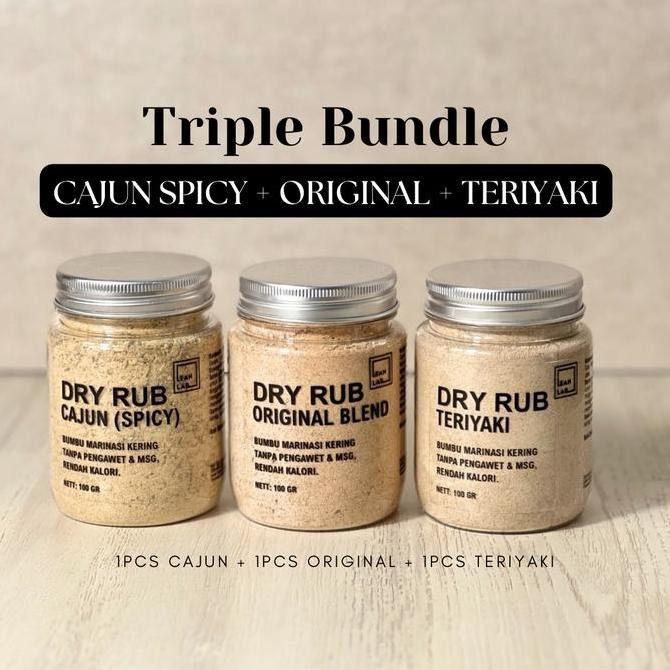

Leanlab Bumbu Masak Dry Rub Triple Bundle 100g x3 (Original/Cajun) - Cocok untuk Daging Ayam, Sapi, Ikan, dan Tempe - Bawang, Masakan