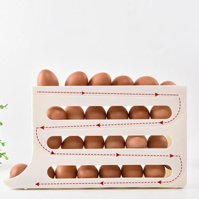 

Terlaris Egg Storage Organizer Tempat Penyimpanan Telur Slider Menurun Refill Wadah Tempat Penyimpanan Telur Otomatis 4 Tingkat Rak Telur 30 Pcs Telor Ayam Kulkas Otomatis