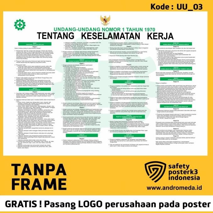 Safety Poster K3 UU no.1 Tahun 1970 Tentang Keselamatan Kerja_Hijau Landscape