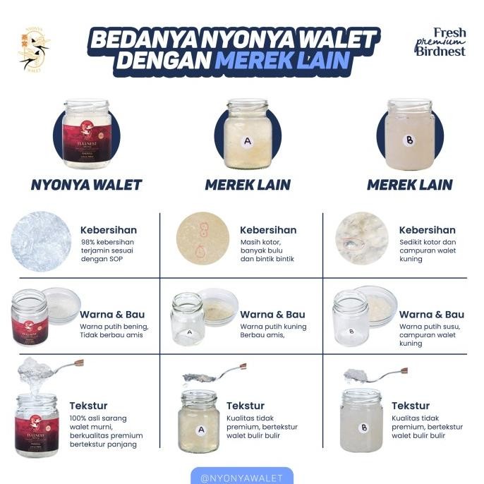 

Bird Nest Sarang Burung Walet Asli 100% Nyonya Walet (35%) - Paket 8 Original Dan Terlaris