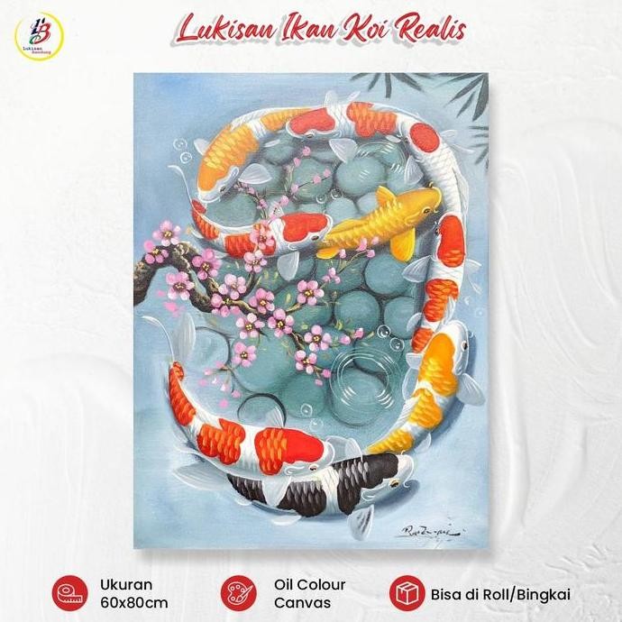 lukisan ikan koi 9 ekor fengshui