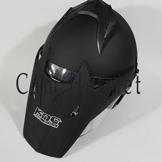 Terlaris Helm Motor Sni 2 Kaca Knc Semi Trail Cross Polos Black Doff
