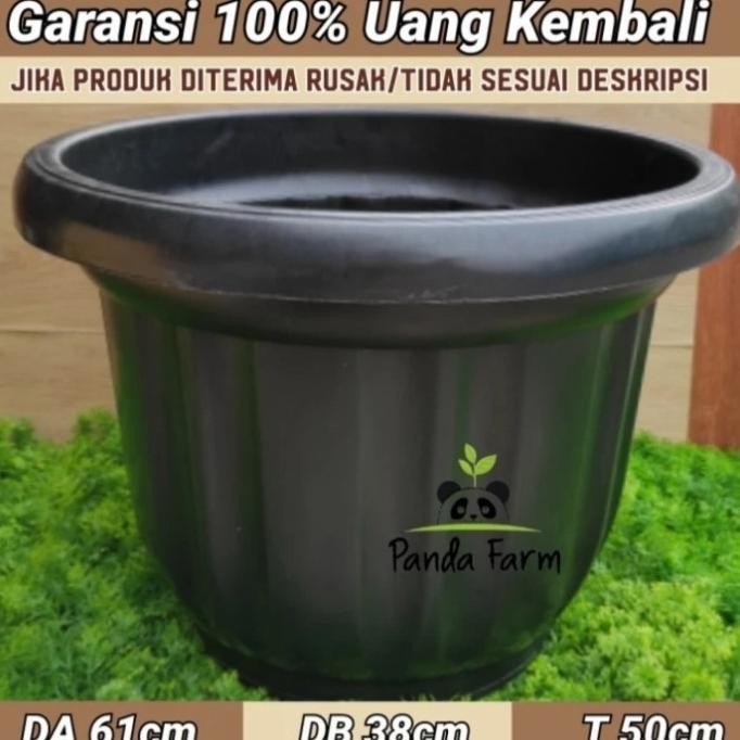 POT BUNGA TANAMAN BESAR GLORIA 70CM/POT TANAMAN SUPER JUMBO HITAM TEBA