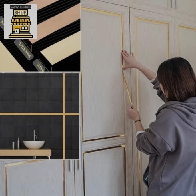 ready Plat Strip List Gold Mirror / List Interior Stainless Huben 3 Meter