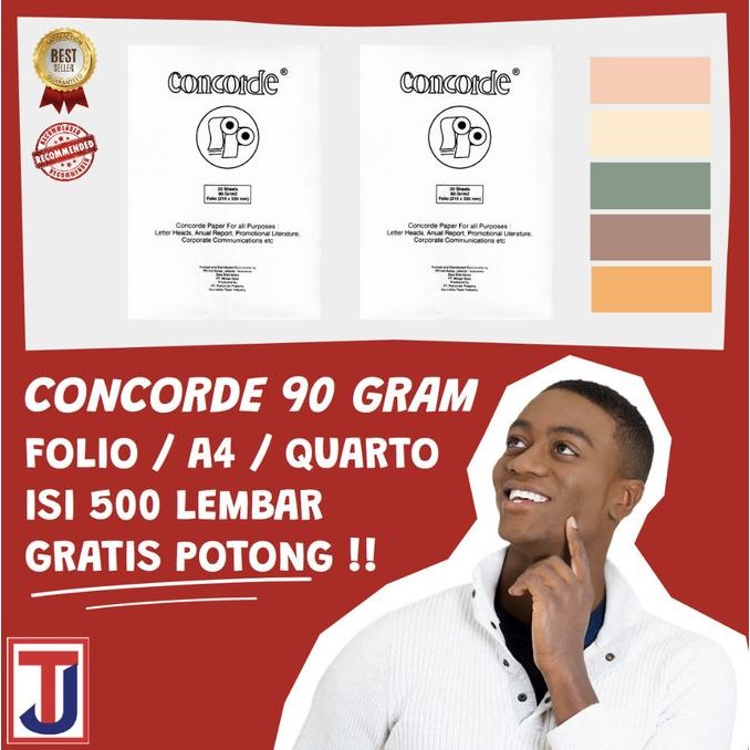 

TERLARIS - Kertas Concorde Ukuran F4 A4 Kuarto 90 Gram isi 500 lembar Warna Putih