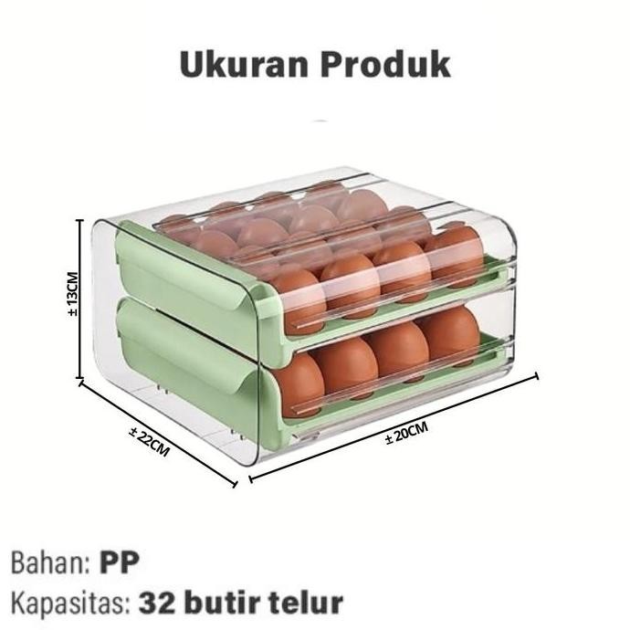 

Terlaris Tempat Telur 2 Tingkat Egg Storage Box Organizer / Rak Telur 2 Susun Kotak Telur / Box Plastik Penyimpanan Telor Rak Serbaguna