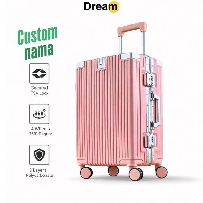 NEW Dream Koper 22 inch 24 inch Free Custom Nama & Logo TSA Lock Roda 360 M101 Kabin