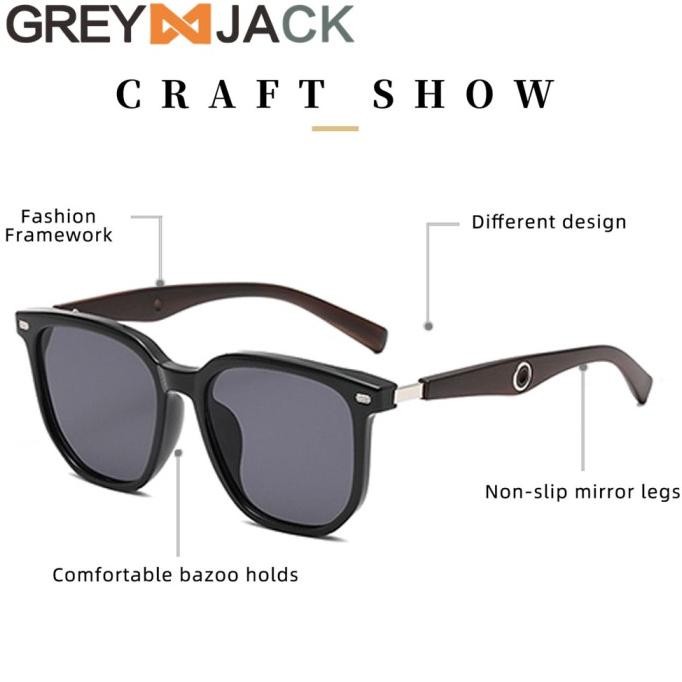 Murah Grey Jack Kacamata Hitam Sunglasses Anti UV Kotak TR90 Unisex 329(X) Non COD