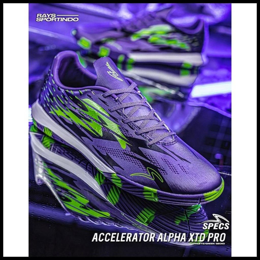 SEPATU FUTSAL SPECS ACCELERATOR ALPHA XTD ELITE FG LILAC BLUE OLAHRAGA SEPAK BOLA BEST QUALITY TERBA