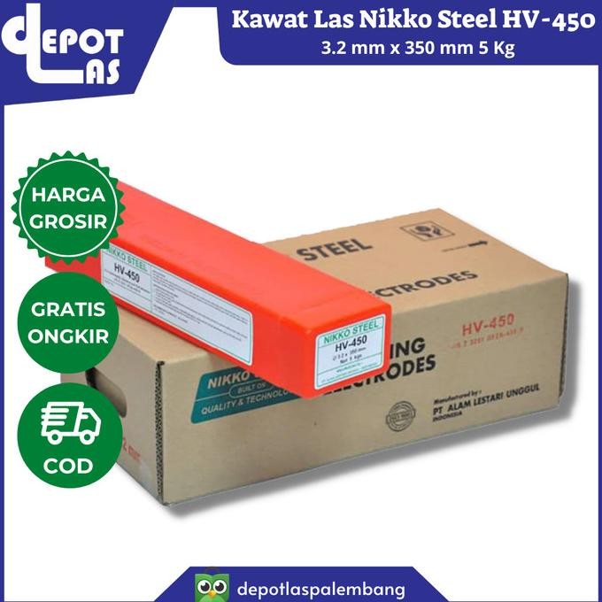 Kawat Las Nikko Steel Hv-450 3.2 Mm X 350 Mm 5 Kg New Stok