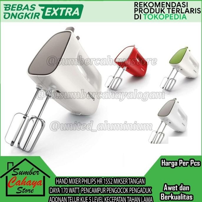 

Terlaris Hand Mixer Philips Hr 1552 Mikser Tangan Daya 170 Watt W Wat Pencampur Pengocok Pengaduk Adonan Telur Telor Gandum Kue Roti 5 Level Kecepatan Tahan Lama Material Plastik Pelastik Mengaduk Awet Body Kuat Phillip Pilip Pilips