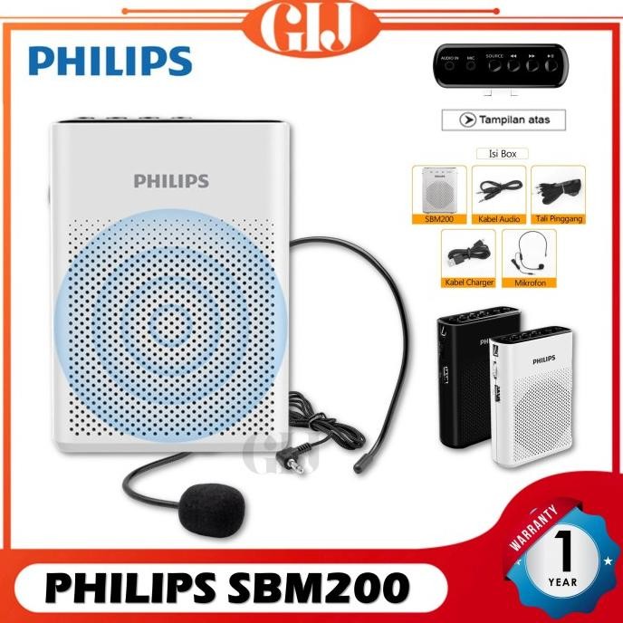 Asli Philips SBM200 Speaker Pinggang Mic Headset Waistband Original