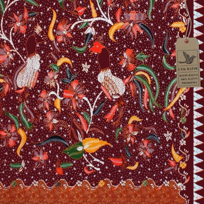 Kain Batik - Motif Ayam Jago Madura (Marun) Termurah