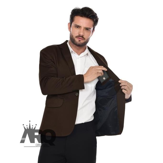 JAS BLAZER PRIA MODEL SLIMFIT WARNA COKLAT TUA POLOS TERBARU Hitam Formal Panjang Kantor Casual Jake