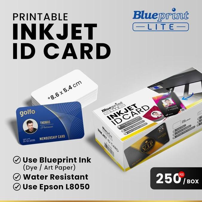 Grosir Kartu Pvc Inkjet Id Card Blueprint Polos 8,6 X 5,4 Cm Blank Card