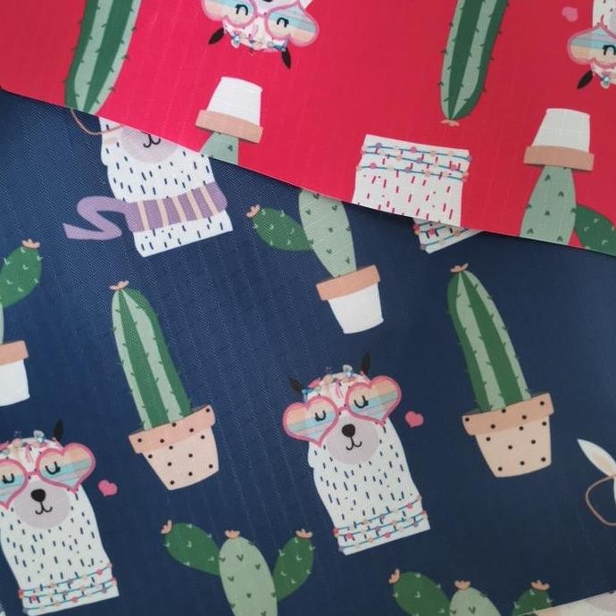 ASB bahan tas sportsak motif llama cactus