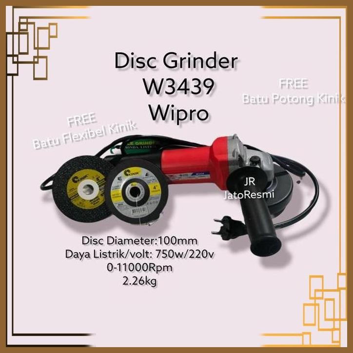 [JTR] DISC GRINDER W3439 WIPRO MESIN GERINDA TANGAN 4"