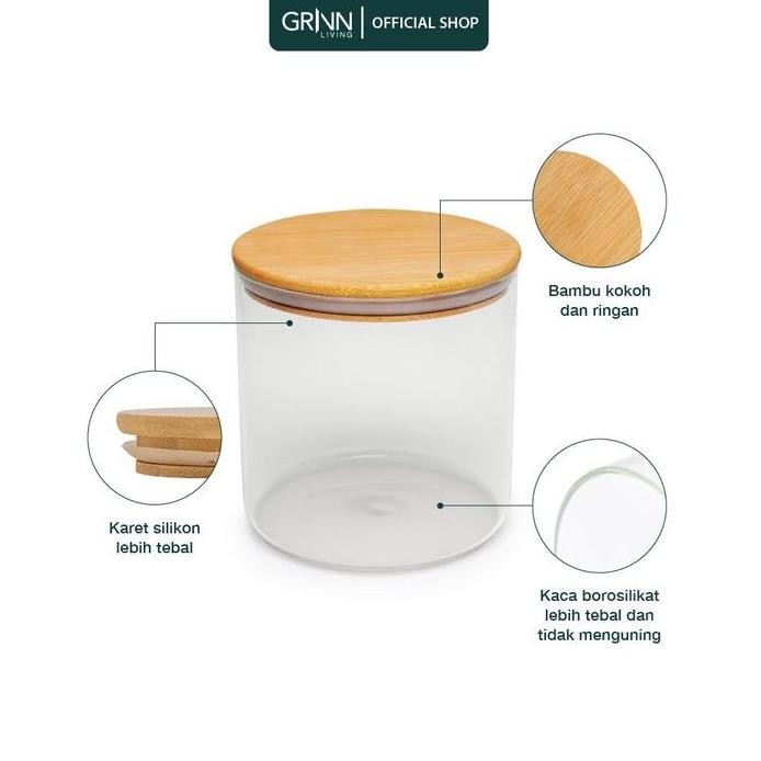 

Terlaris Grinn Living Neron Jar Large / Toples Kaca Tutup Kayu Bambu / Tempat Spagheti Beras Tepung Aesthetic Terlaris