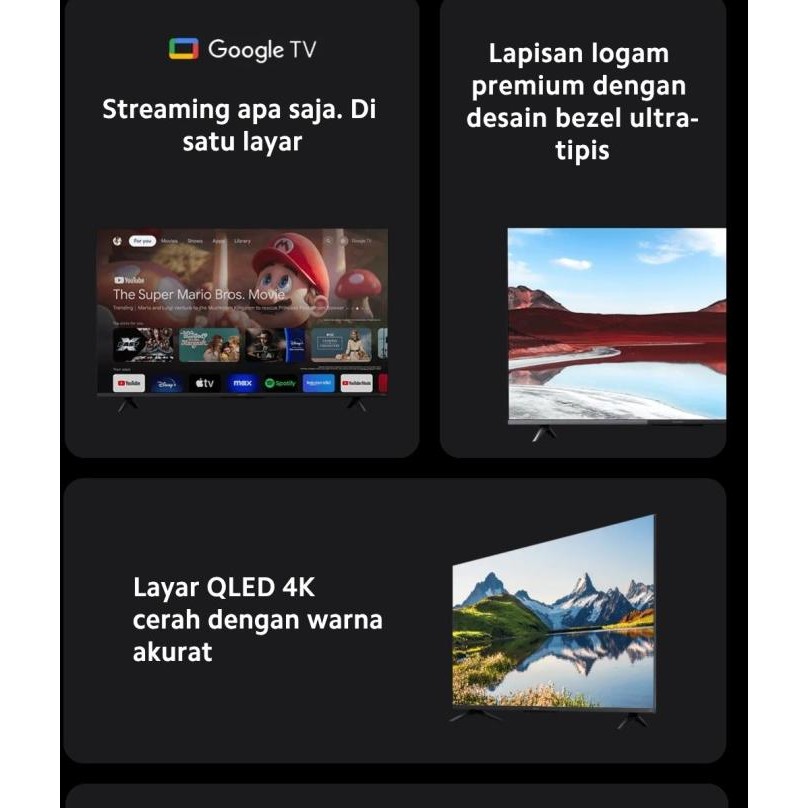 Xiaomi Mi TV Smart Google TV A Pro 43 Inch 4K Digital DVBT2 Bezelless