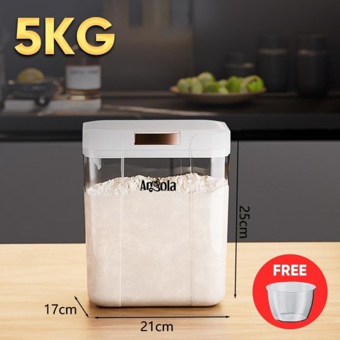 

Terlaris Angola Dispenser Beras Full Tertutup Anti Kutu Debu 5/10/15Kg E03/E04 Tempat Penyimpanan Tepung Serbaguna