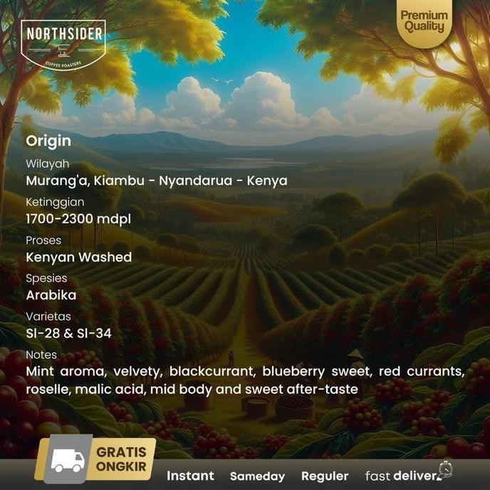 

ready stock Northsider Kopi arabika Kenya Blackcurrant fully-washed coffee