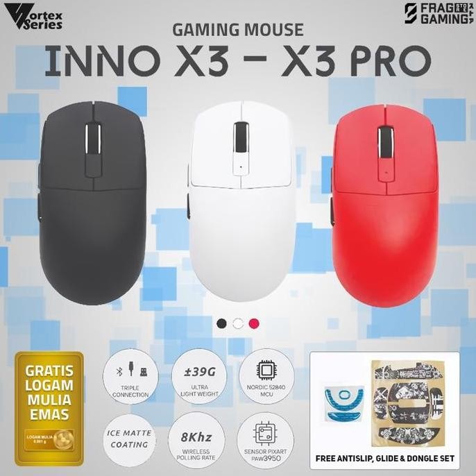 TERBARU - Vortexseries Inno X2 V2 Vortex InnoX2 InnoX2V2 Lightweight Wireless Gaming Mouse Vortex se