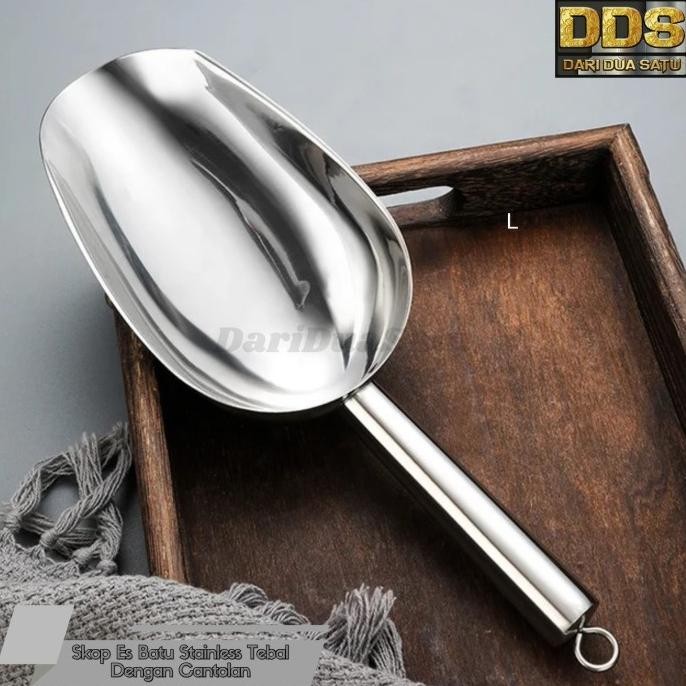 

Terlaris Op Es Batu Stainless Steel Tebal With Hook Sendok Tepung Beras Biji