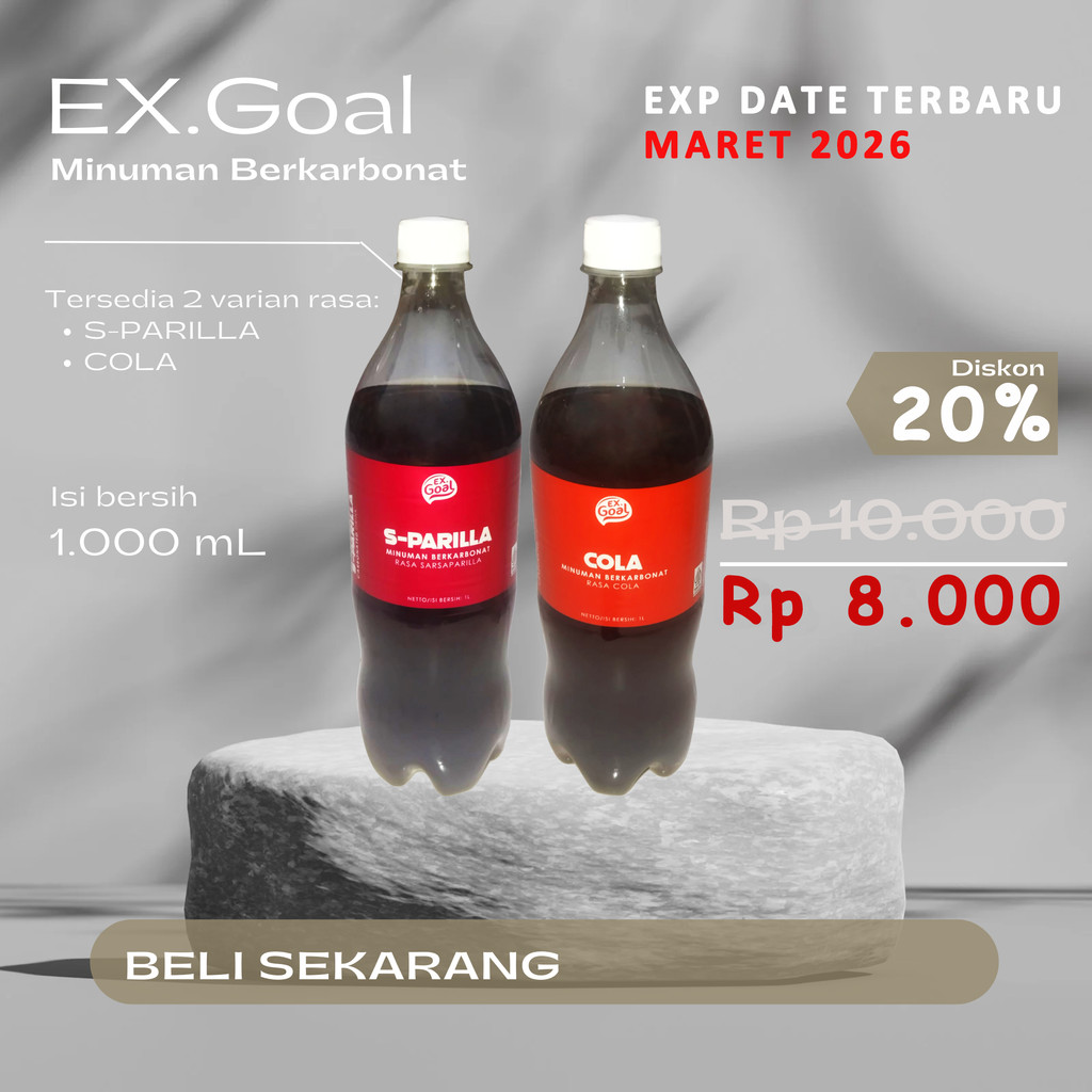 

Minuman Cola Ex.Goal rasa Sarsaparilla Cola 1000 mL