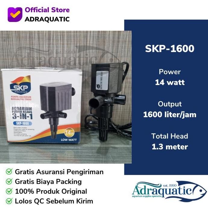 Produk Baru SKP-1600 POWER HEAD SUBMERSIBLE PUMP POMPA AIR CELUP FILTER AQUARIUM