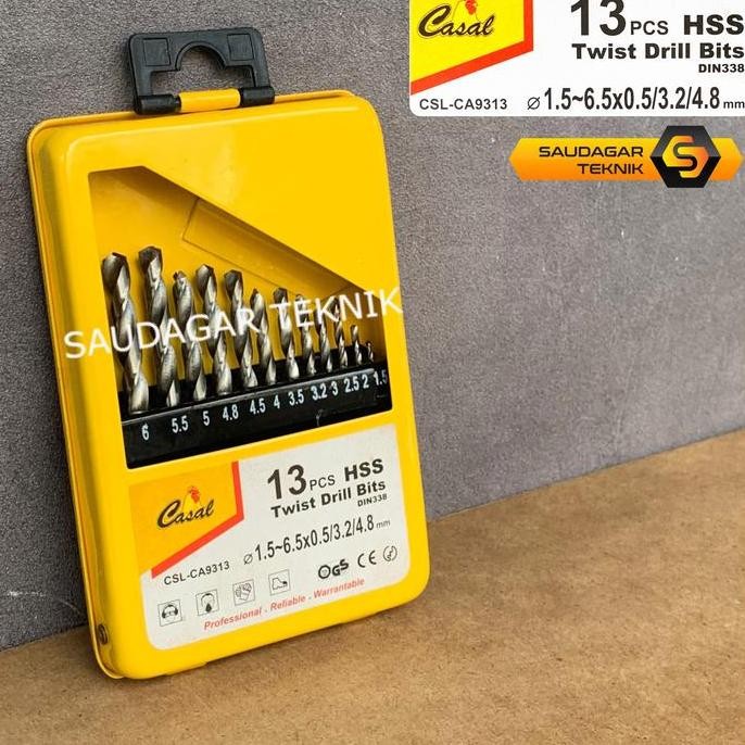 Mata Bor Besi Set HSS 13 Pcs Drill Bit Set 13Pcs TERBAIK