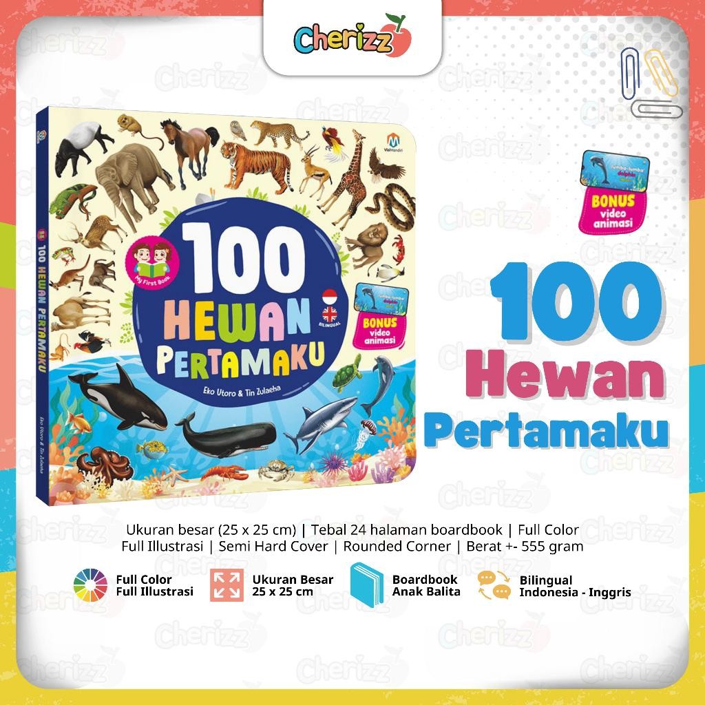 NEW PRODUCT ZIYADBOOKS - 100 HEWAN PERTAMAKU - BOARDBOOK-  BUKU ANAK 1 TAHUN MENGENAL HEWAN SIENNAOU