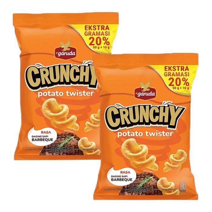 

Garuda Crunchy / Snack Potato Twister / Snack Potato Rasa Daging Sapi Bbq / 50+10Gr