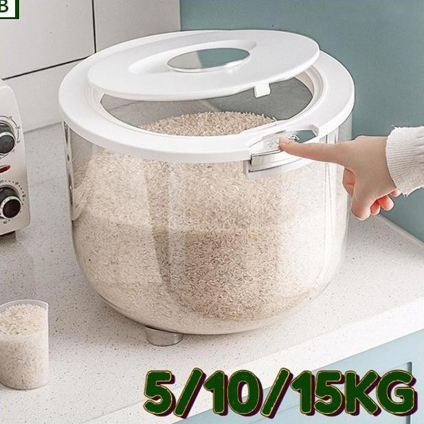 

Terlaris 5/10/15Kg Tempat Beras Kotak Penyimpanan Kacang Tepung Makanan Rice Box Storage / Kotak Penyimpanan Beras