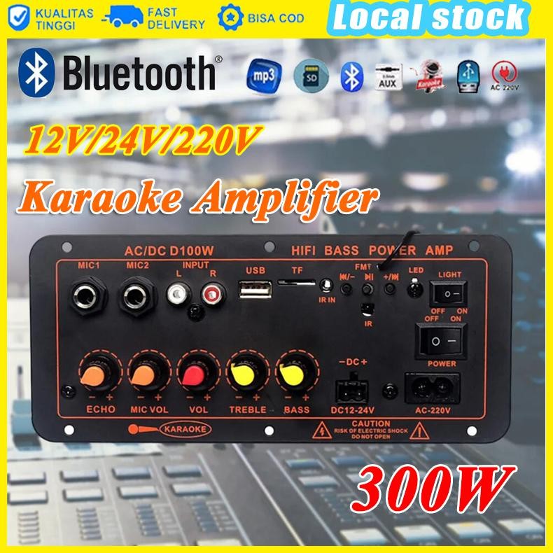 D100 Amplifier Board Bluetooth 5.0 Subwoofer DIY 300W AC 220V 12V 24V Kit Mobil HIFI Amplifier Subwo